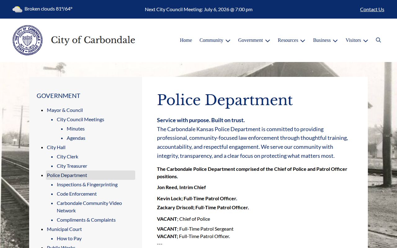 Official Carbondale Police Department page