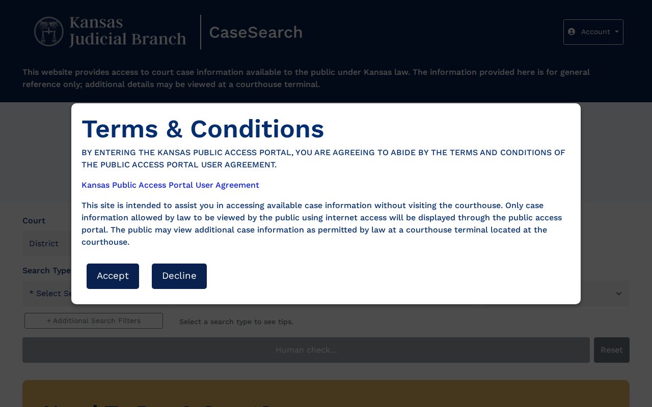 Kansas public court search for Osage County arrest case records
